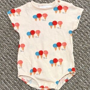 Zara Cream Baby One-Piece with Red, Pink and Blue Ice Cream Motif